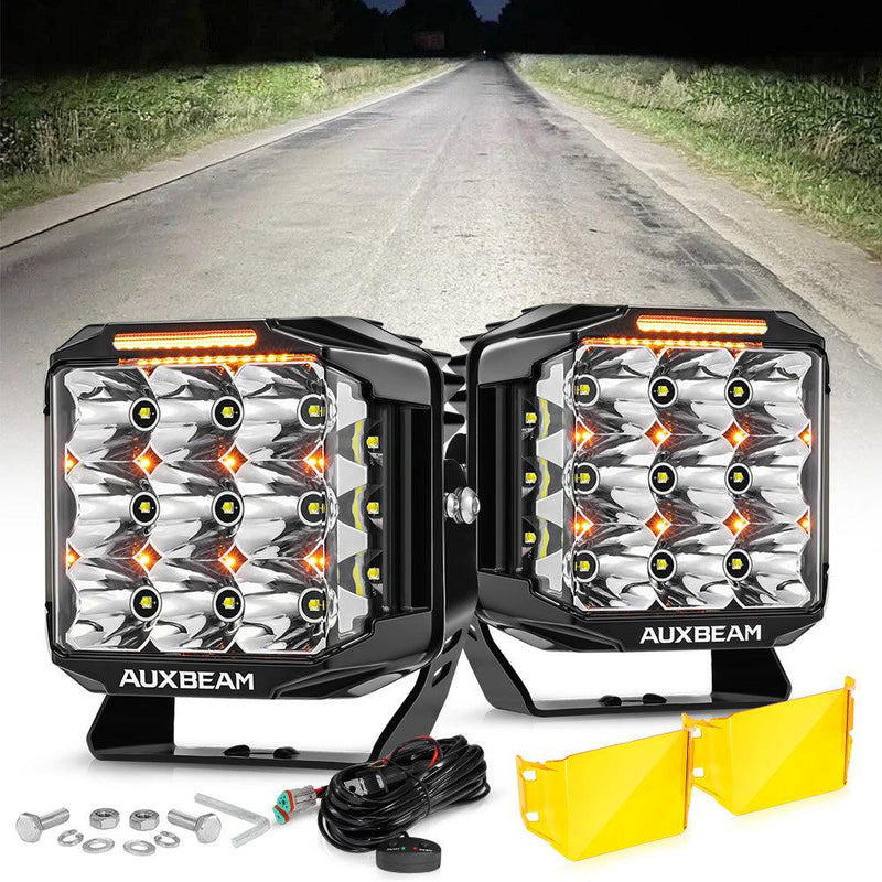 Load image into Gallery viewer, V-MAX Series | 7 Inch 228W 26100LM Combo Beam Side Shooter LED Square Pod Lights with Amber DRL&amp;Backlight
