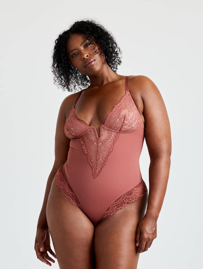 Load image into Gallery viewer, V-Neck Half Laced Bodysuit
