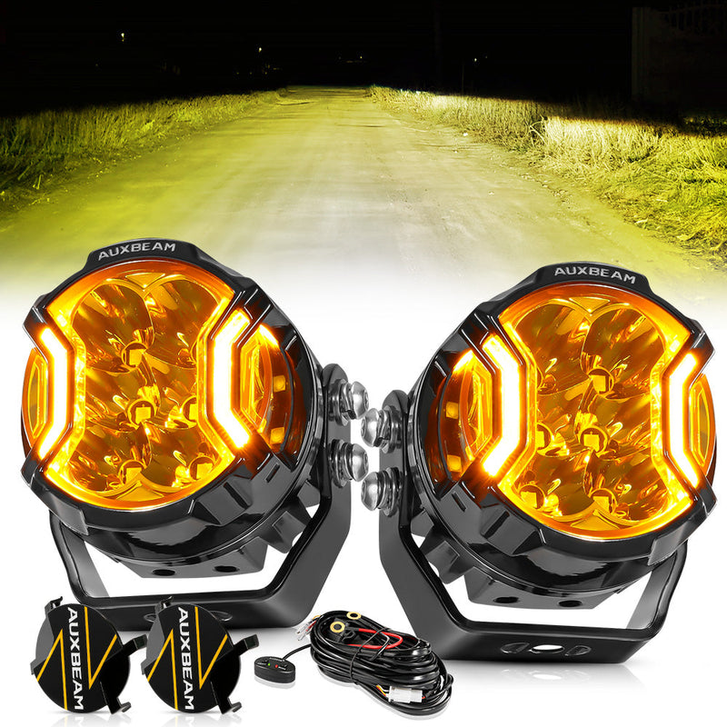 Load image into Gallery viewer, V-ULTRA Series | 3 Inch 108W LED Side Shooter Amber Pod Lights with Amber DRL
