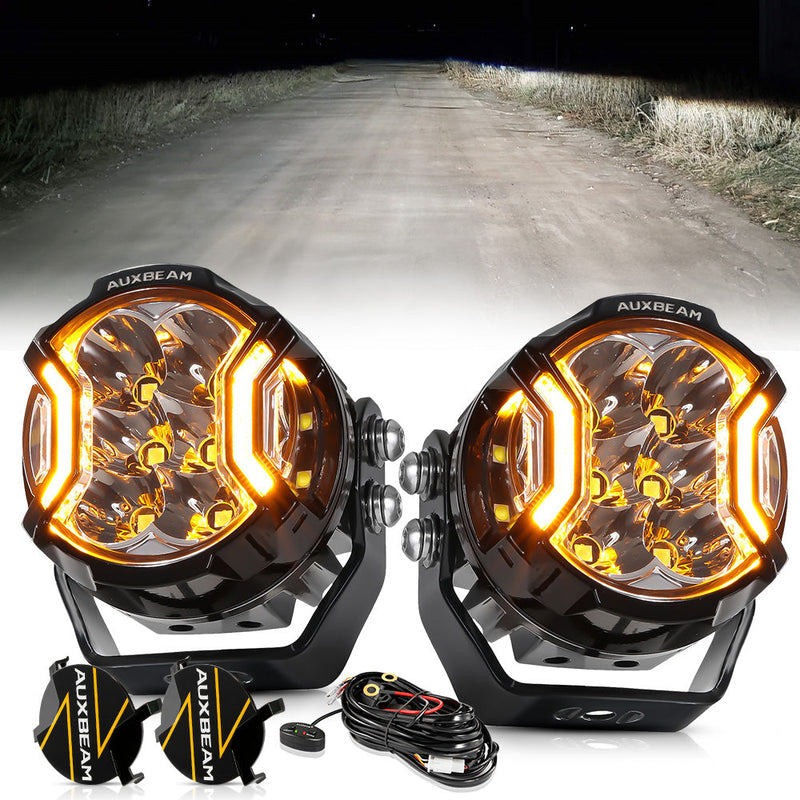 Load image into Gallery viewer, V-ULTRA Series | 3 Inch 108W LED Side Shooter White Pod Lights with Amber DRL
