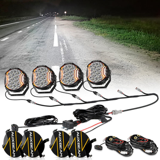 V-ULTRA Series | 7 Inch 226W LED Side Shooter White Pod Lights with Amber DRL