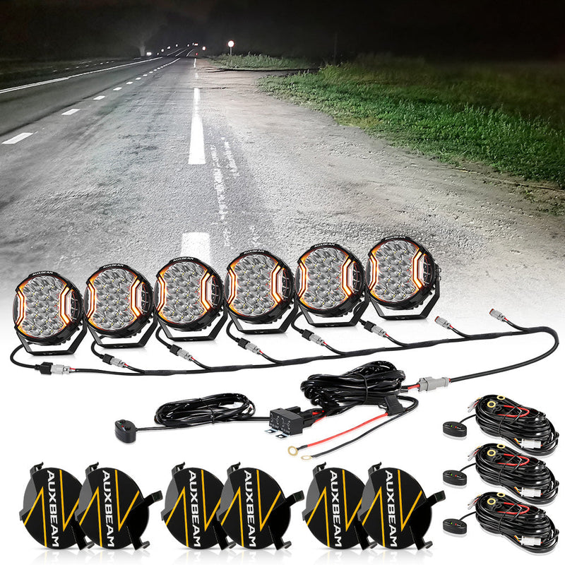 Load image into Gallery viewer, V-ULTRA Series | 7 Inch 226W LED Side Shooter White Pod Lights with Amber DRL
