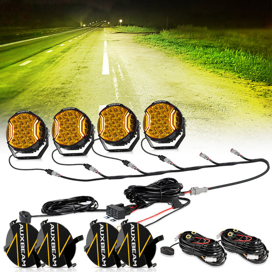 V-ULTRA Series | 7 Inch 226W LED Side Shooter Amber Pod Lights with Amber DRL