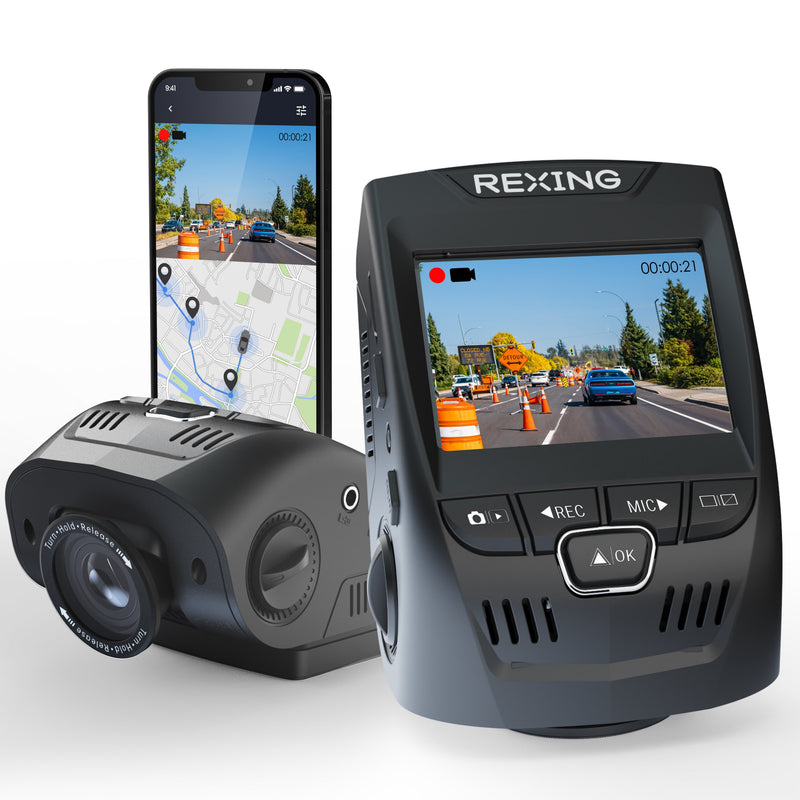 Load image into Gallery viewer, Rexing V1-4K Ultra HD Car Dash Cam w/ Built-in GPS Logger, Wi-Fi, and CPL Filter Included

