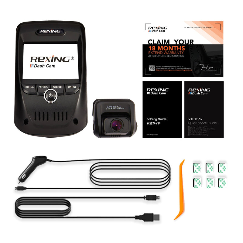 Load image into Gallery viewer, Rexing V1P Max 4K UHD Dual Channel Dash Cam 4K 3840×2160 Front + 1080p Rear with Wi-Fi and GPS
