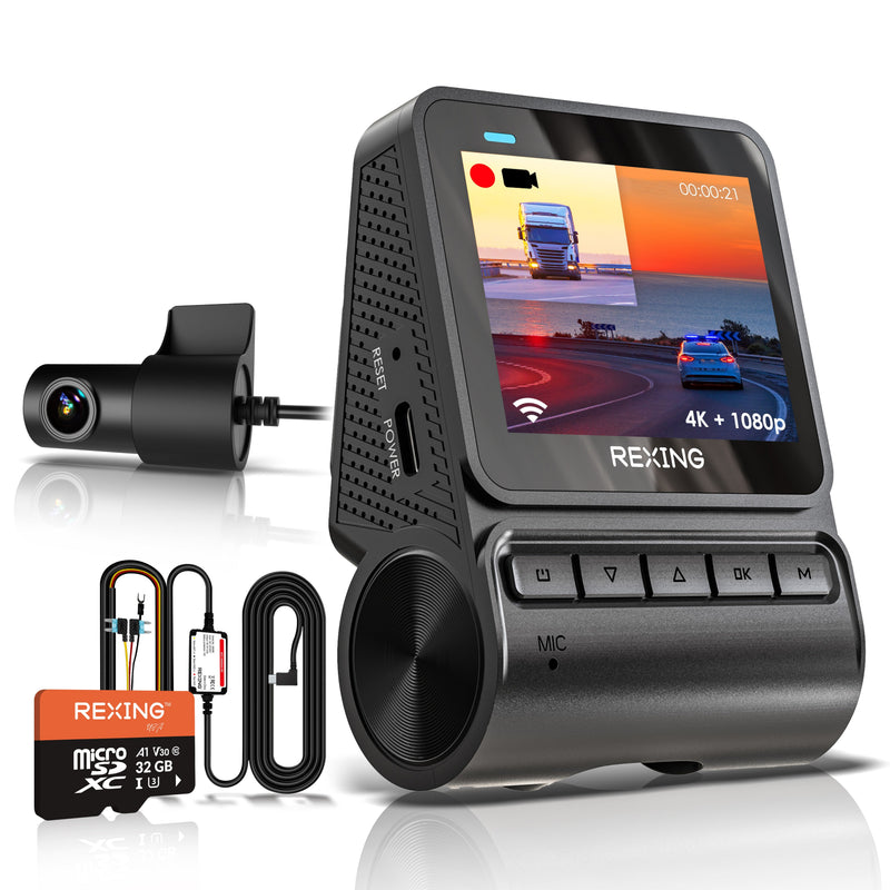 Load image into Gallery viewer, Rexing - V1P Flex X4 4K WiFi Dual Dash Cam - Black
