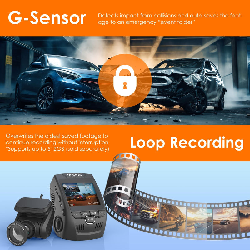 Load image into Gallery viewer, Rexing V1P SE 4K Dual Channel Car Dash Cam w/ GPS, Wi-Fi &amp; Bonus CPL Filters
