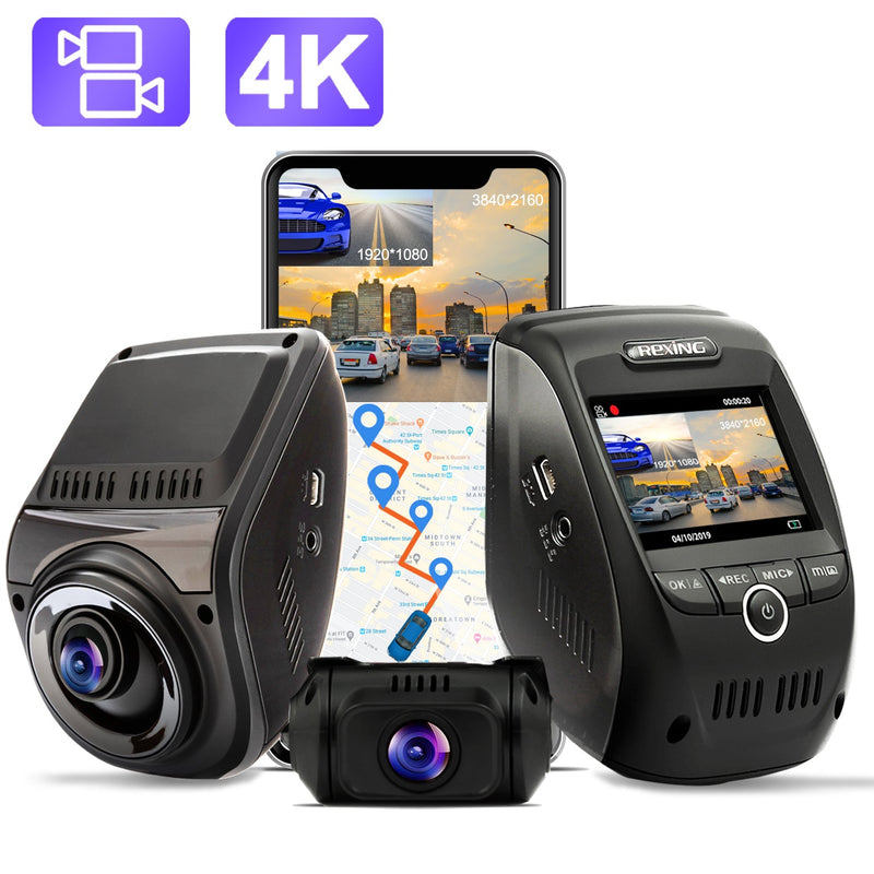 Load image into Gallery viewer, Rexing V1P Max 4K UHD Dual Channel Dash Cam 4K 3840×2160 Front + 1080p Rear with Wi-Fi and GPS
