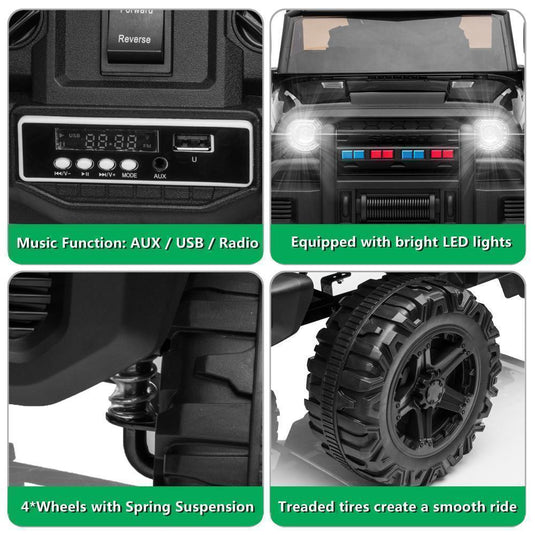 Electric Ride-On Truck for Kids with LED Lights, MP3 Player, and Remote Control