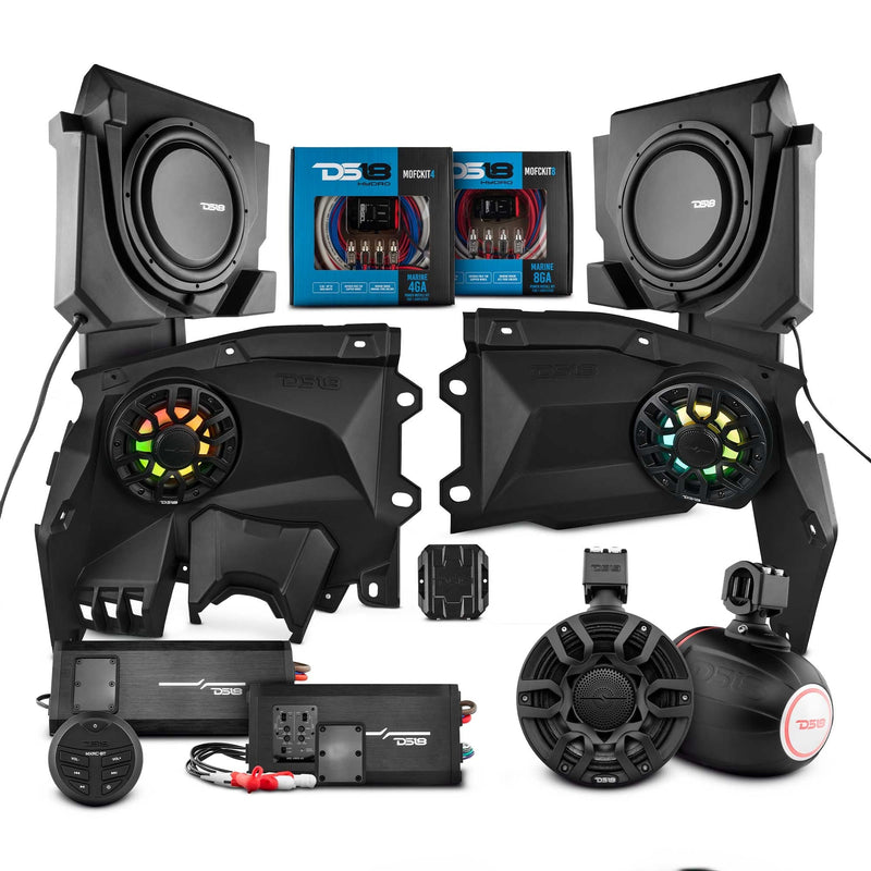Load image into Gallery viewer, Can-Am Maverick X3 Extreme Dash Panel Speaker Enclosures + Driver and Passenger Side Under Seat Subwoofer Enclosure and Pair of Tower Speakers - 3800W MAX
