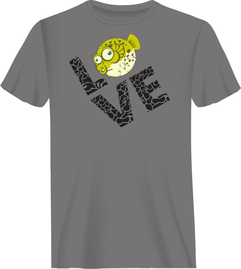 Load image into Gallery viewer, Love Fishing Green Blowfish Globe Man T-Shirt
