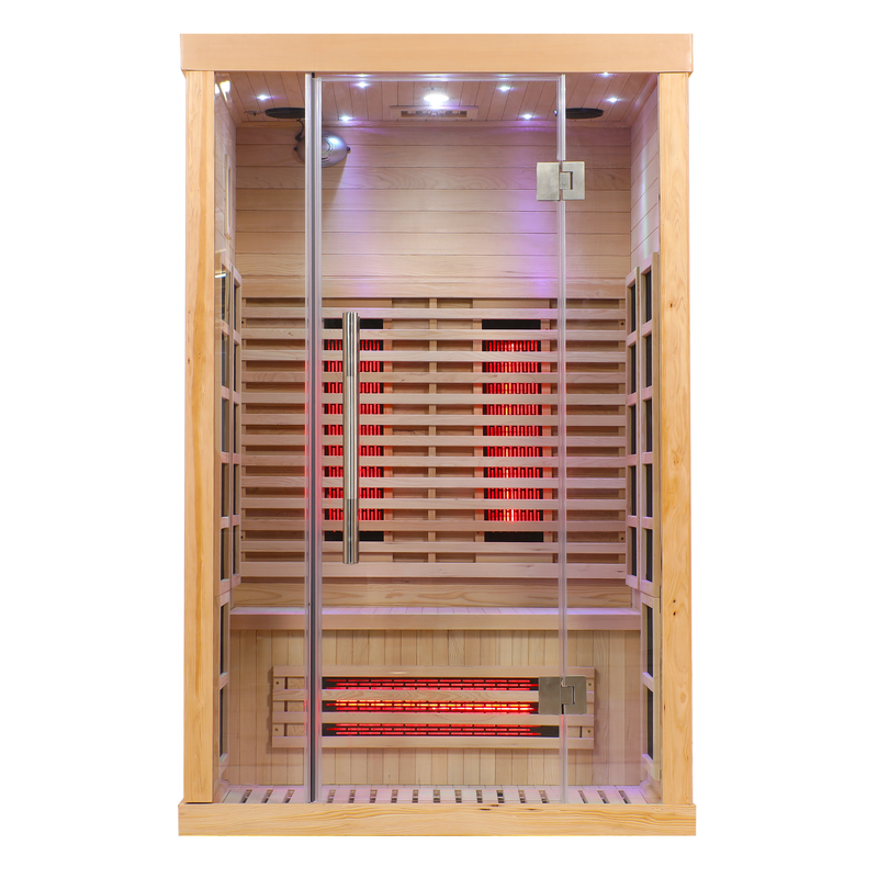 Load image into Gallery viewer, Blisspod | Venetian | Full Spectrum Indoor Premium Canadian Hemlock Low EMF Sauna | 10 Heaters | Chromotherapy &amp; Reflexology | 2 Person
