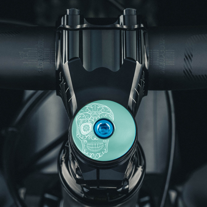 Load image into Gallery viewer, Vía de Muertos Sugar Skull Bicycle Headset Cap
