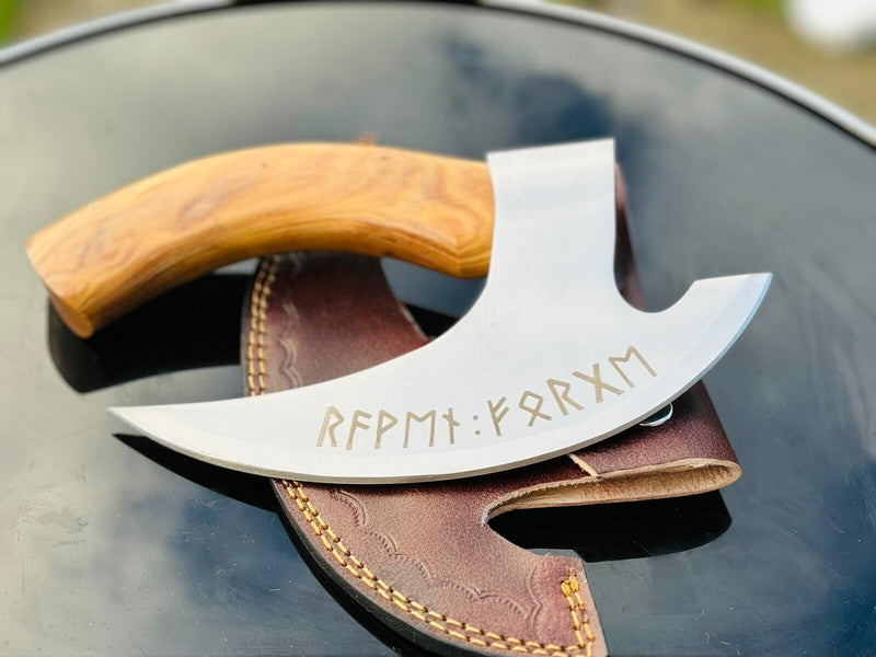 Load image into Gallery viewer, Vikings Pizza Cutter – Custom Handmade 8-Inch J2 Steel Blade with Wooden Handle
