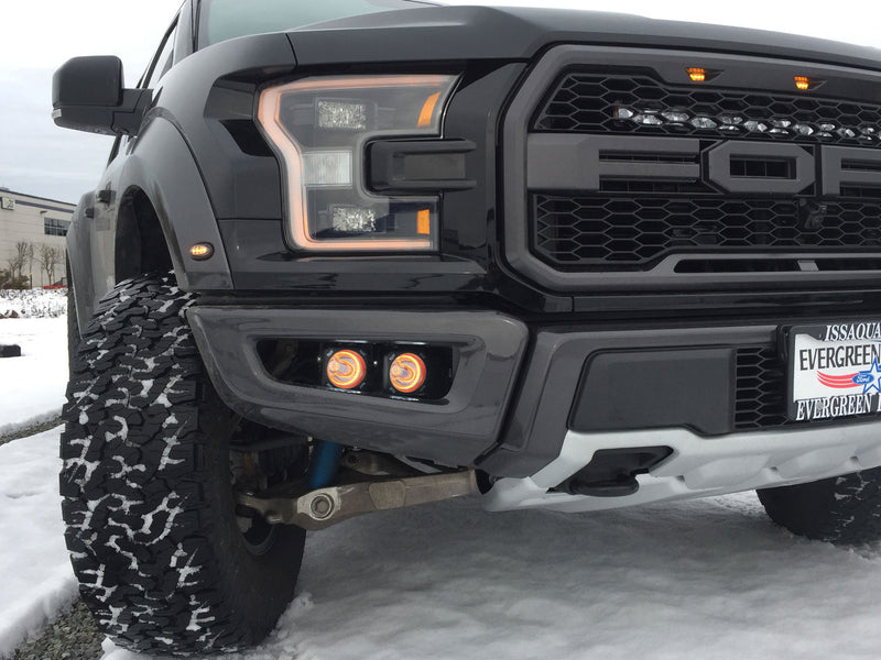 Load image into Gallery viewer, 2017-2020 Ford F-150 Raptor LED Halo Fog Light Kit With Optimus Amber Halo Lights
