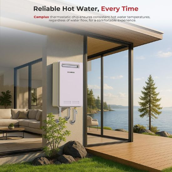 Load image into Gallery viewer, Camplux Whole Home Outdoor Tankless Hot Water Heater 6.86 GPM for 3-4 Persons Whole House | White
