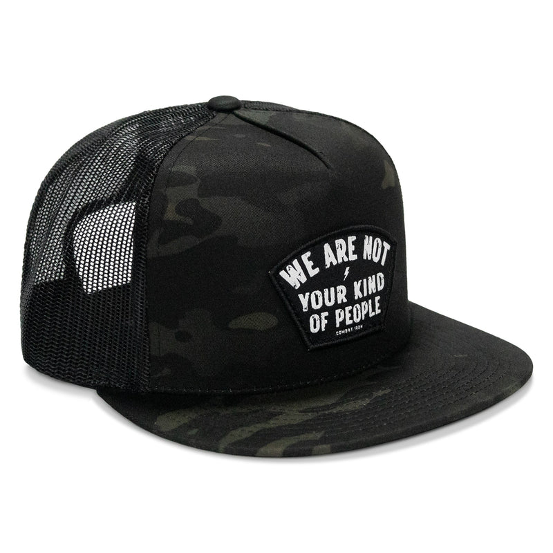 Load image into Gallery viewer, We Are Not Your Kind Of People Patch Flatbill Snapback Hat
