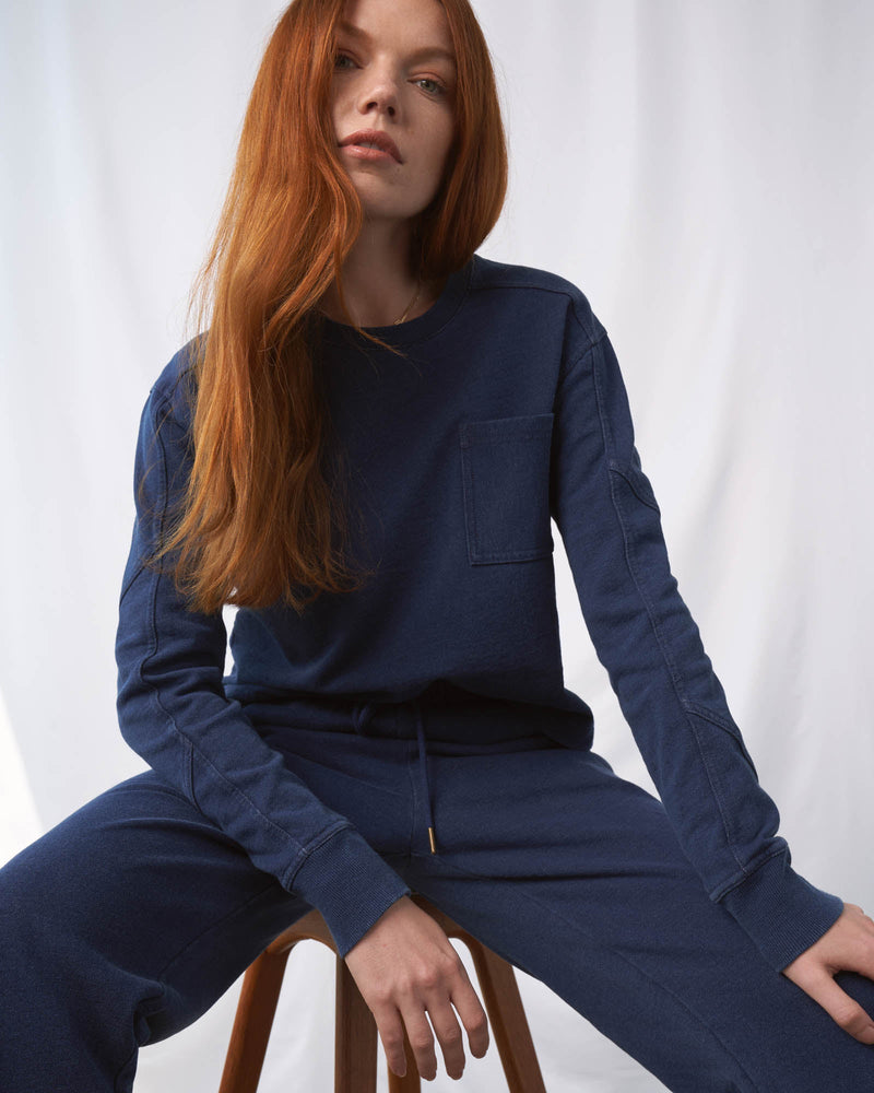 Load image into Gallery viewer, Organic Indigo Cropped Sweatshirt
