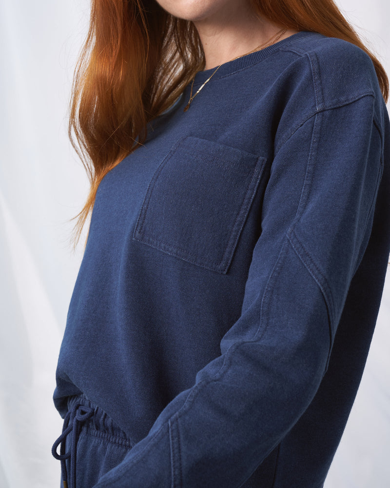 Load image into Gallery viewer, Organic Indigo Cropped Sweatshirt
