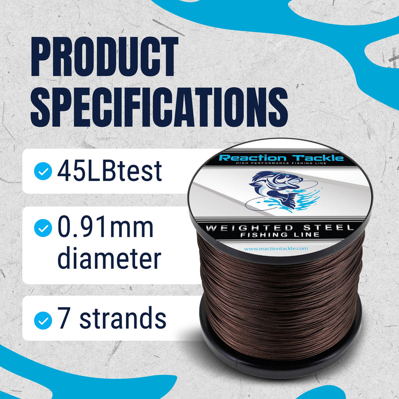 Load image into Gallery viewer, Reaction Tackle Weighted Stainless Steel Trolling Line 45LB- Premium Weighted Fishing Wire
