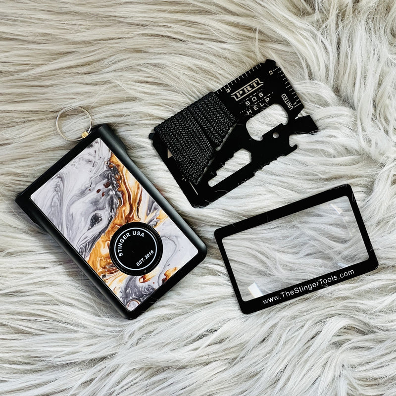 Load image into Gallery viewer, Safety Wallet With Personal Alarm Multi Functional Tool (Pink Marble)
