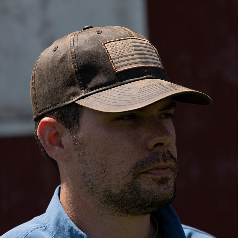 Load image into Gallery viewer, Waxed Cloth American Flag Dad Cap
