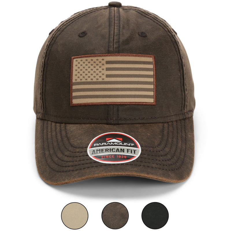 Load image into Gallery viewer, Waxed Cloth American Flag Dad Cap
