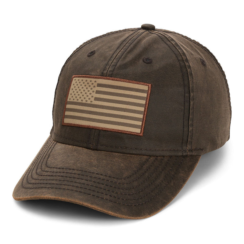 Load image into Gallery viewer, Waxed Cloth American Flag Dad Cap
