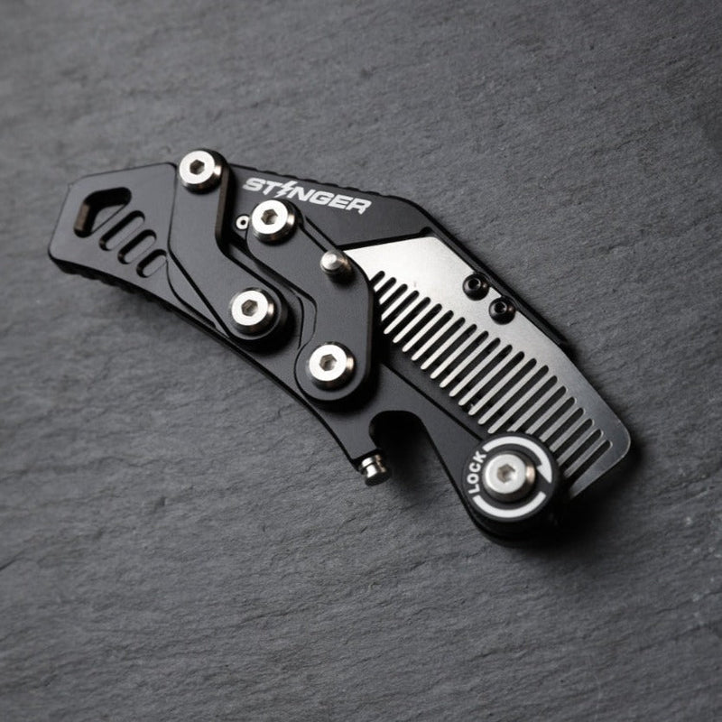 Load image into Gallery viewer, Comb: Stinger Godzilla Comb, Hair Comb, Beard Comb, Grooming Comb, EDC - Matte Black
