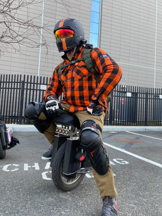 Protective Flannel Shirt - Orange and Black Checkered