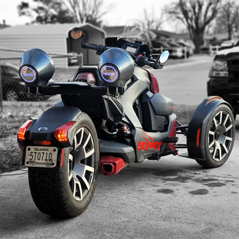 Load image into Gallery viewer, 8” Universal Flat Mount Kick Panel Speaker Pod – Jet Skis, Jeeps, Motorcycles – RGB LED Lights
