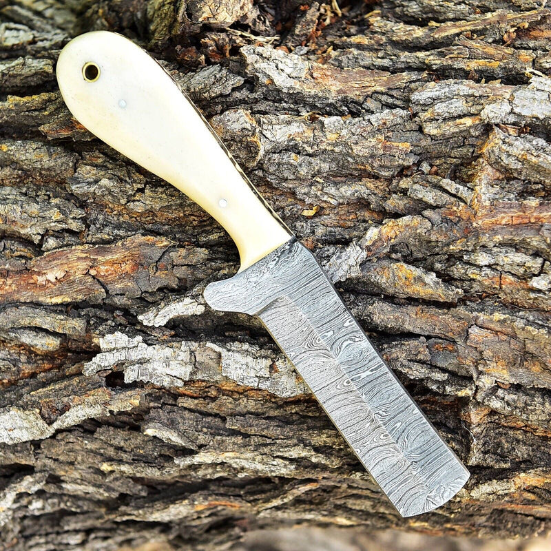 Load image into Gallery viewer, Gareth Bull Style Knife – 8&quot; Damascus Steel Blade with Camel Bone Handle &amp; Western Leather Sheath
