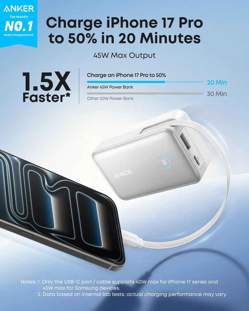 Load image into Gallery viewer, Anker Nano Power Bank (10K, 45W, Built-In Retractable USB-C Cable)
