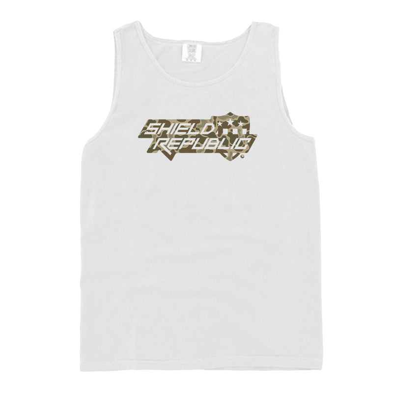 Load image into Gallery viewer, Shield Republic Duck Camo Stacked Logo (Front)
