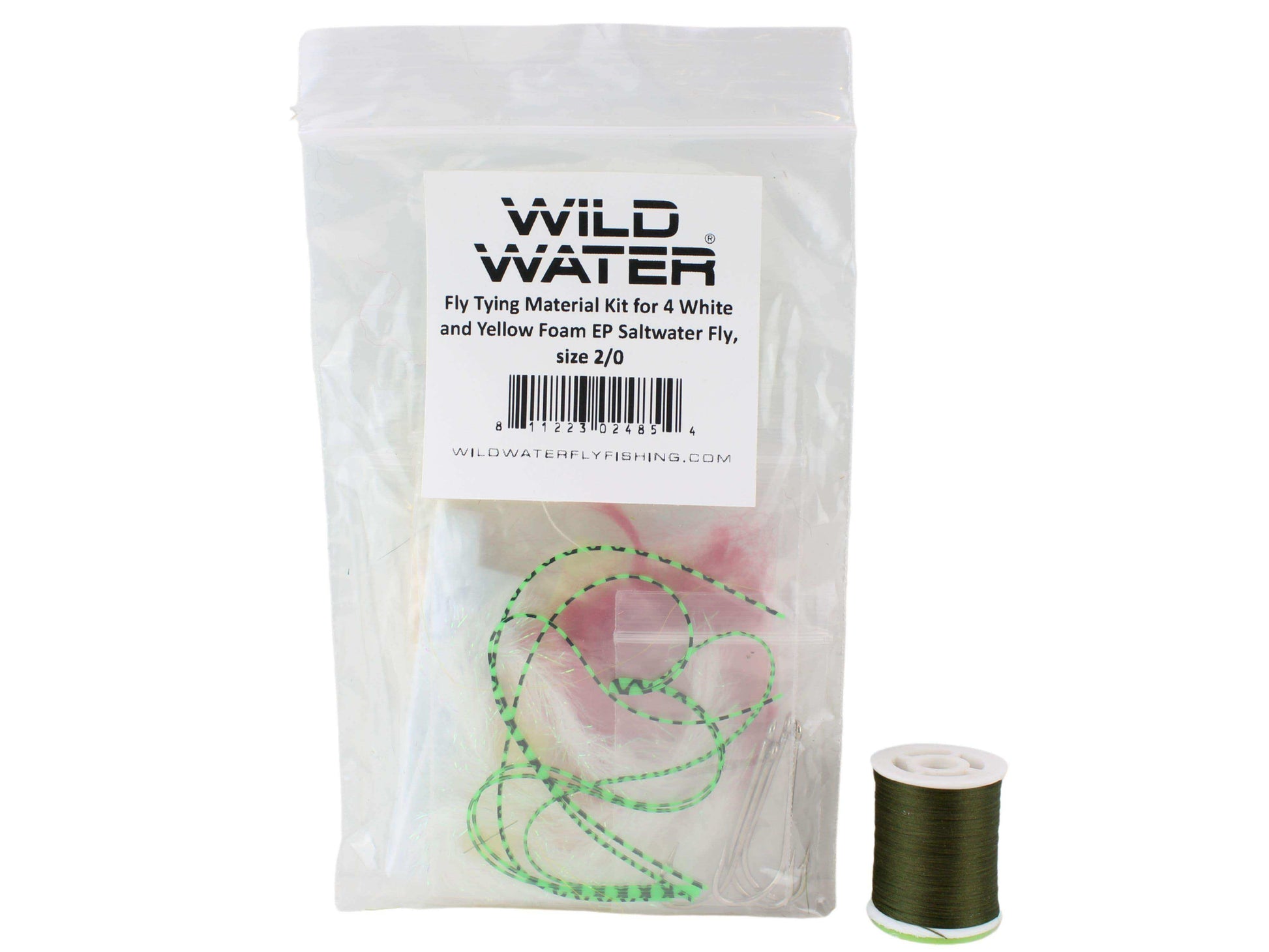White and Yellow Foam Saltwater EP Fly Fly Tying Material Kit, size 2/0 - Skoutley Outdoors LLC