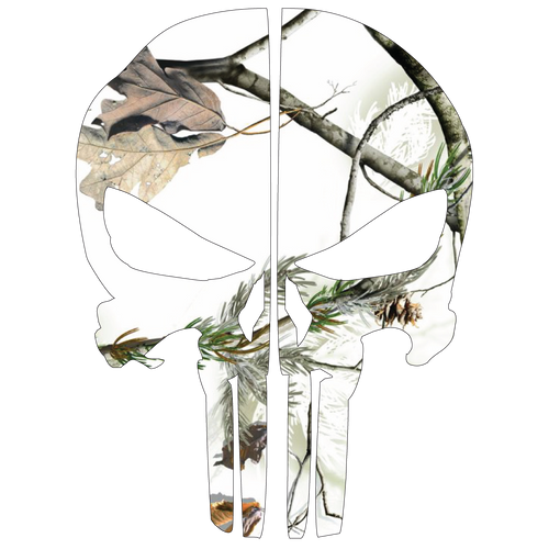 WINTER WOODS CAMO PUNISHER SKULL REAR HELMET REFLECTIVE HELMET DECAL