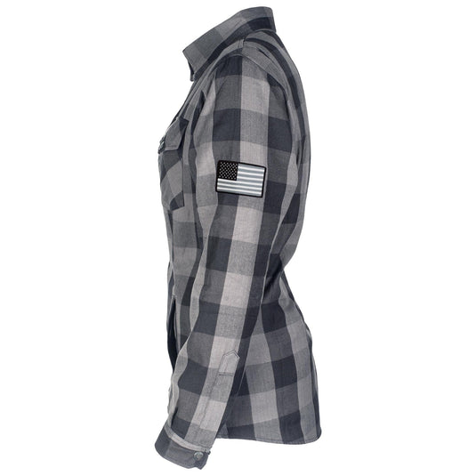 Protective Flannel Shirt for Women - Grey Checkered