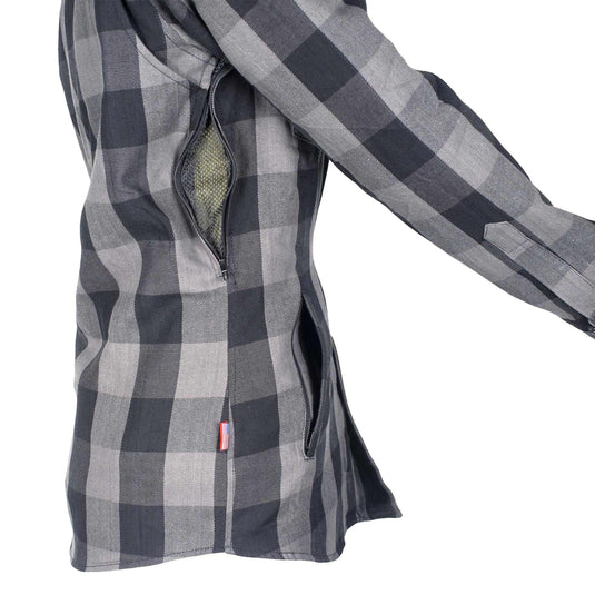Protective Flannel Shirt for Women - Grey Checkered