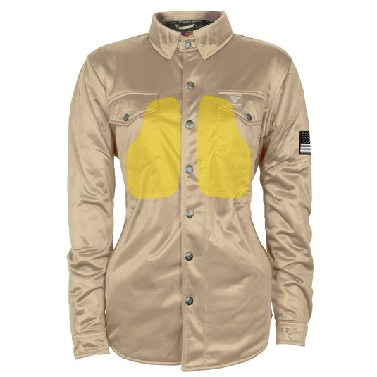 ‌Ultra Protective Shirt for Women - Khaki Solid with Pads