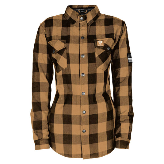 Protective Flannel Shirt for Women - Camel Checkered