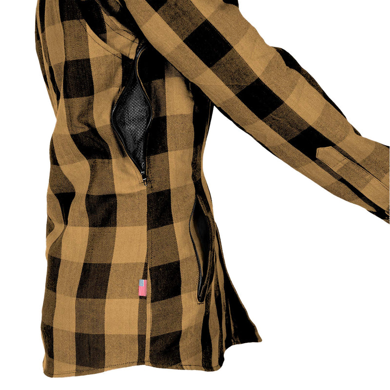 Load image into Gallery viewer, Protective Flannel Shirt for Women - Camel Checkered
