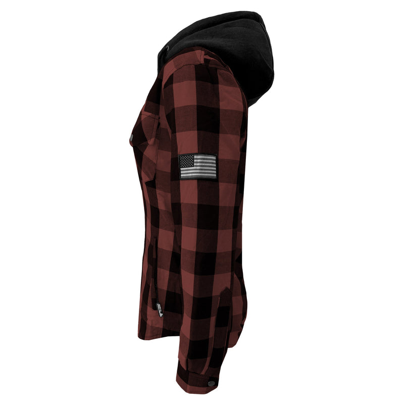 Load image into Gallery viewer, Protective Flannel Hoodie for Women - Brown and Black Checkered
