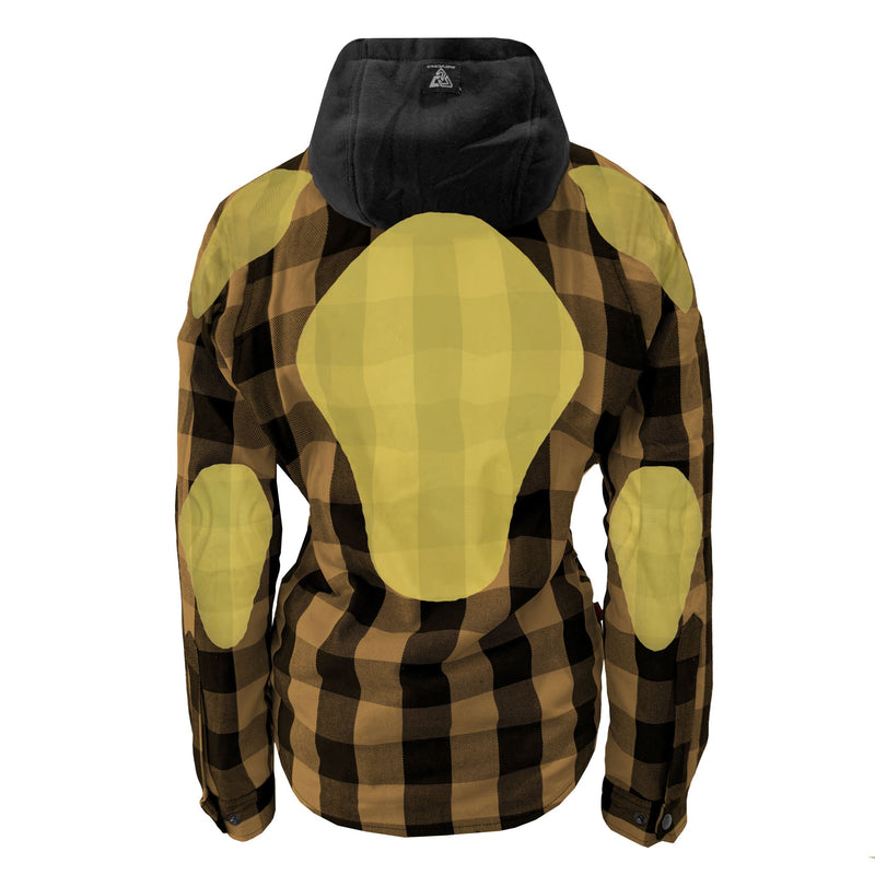 Load image into Gallery viewer, Protective Flannel Hoodie for Women - Camel and Black Checkered

