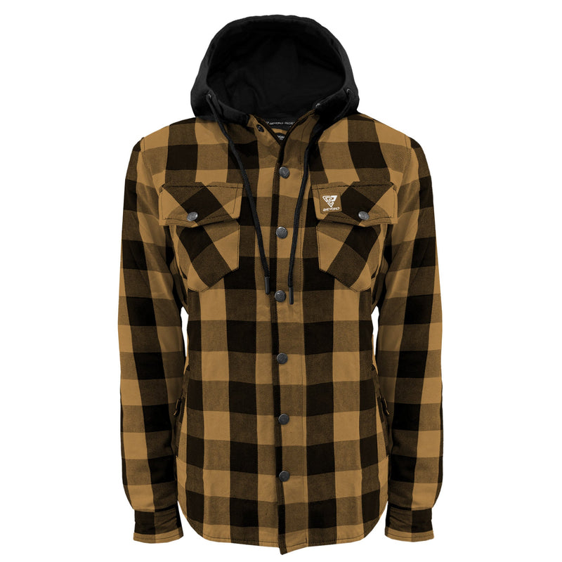 Load image into Gallery viewer, Protective Flannel Hoodie for Women - Camel and Black Checkered
