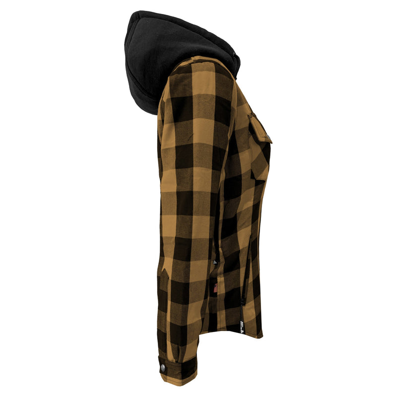Load image into Gallery viewer, Protective Flannel Hoodie for Women - Camel and Black Checkered
