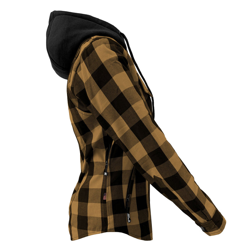 Load image into Gallery viewer, Protective Flannel Hoodie for Women - Camel and Black Checkered
