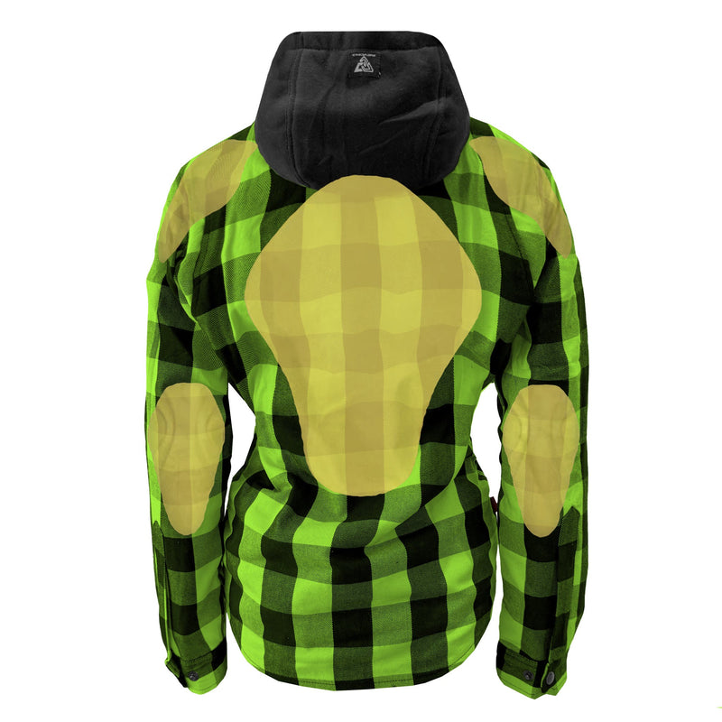 Load image into Gallery viewer, Protective Flannel Hoodie for Women - Green and Black Checkered
