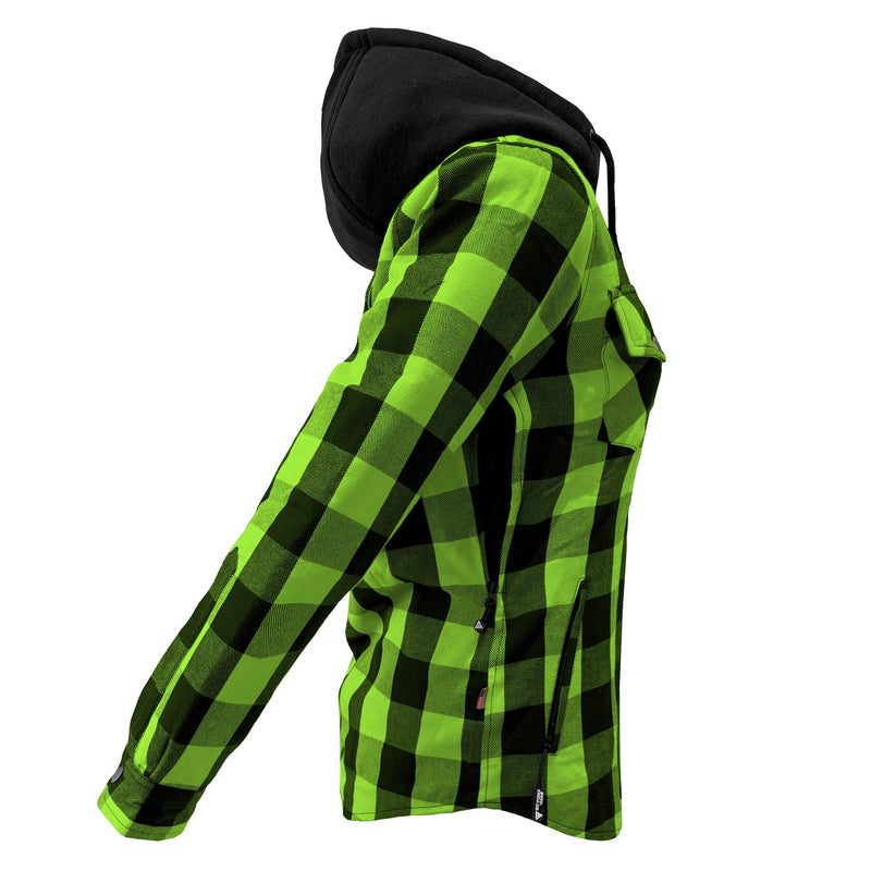 Load image into Gallery viewer, Protective Flannel Hoodie for Women - Green and Black Checkered
