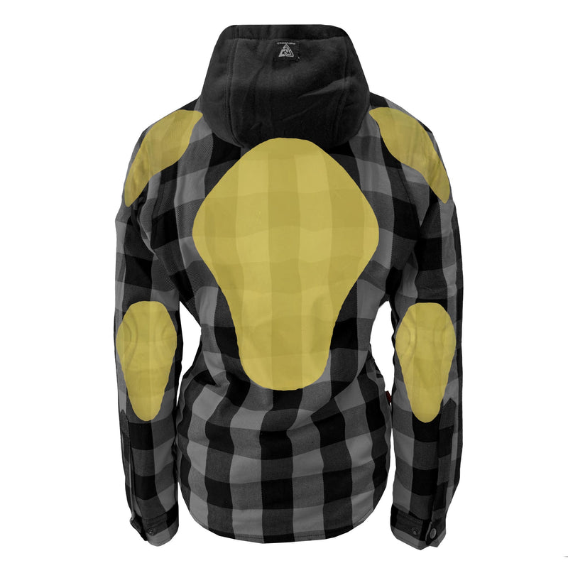 Load image into Gallery viewer, Protective Flannel Hoodie for Women - Gray and Black Checkered
