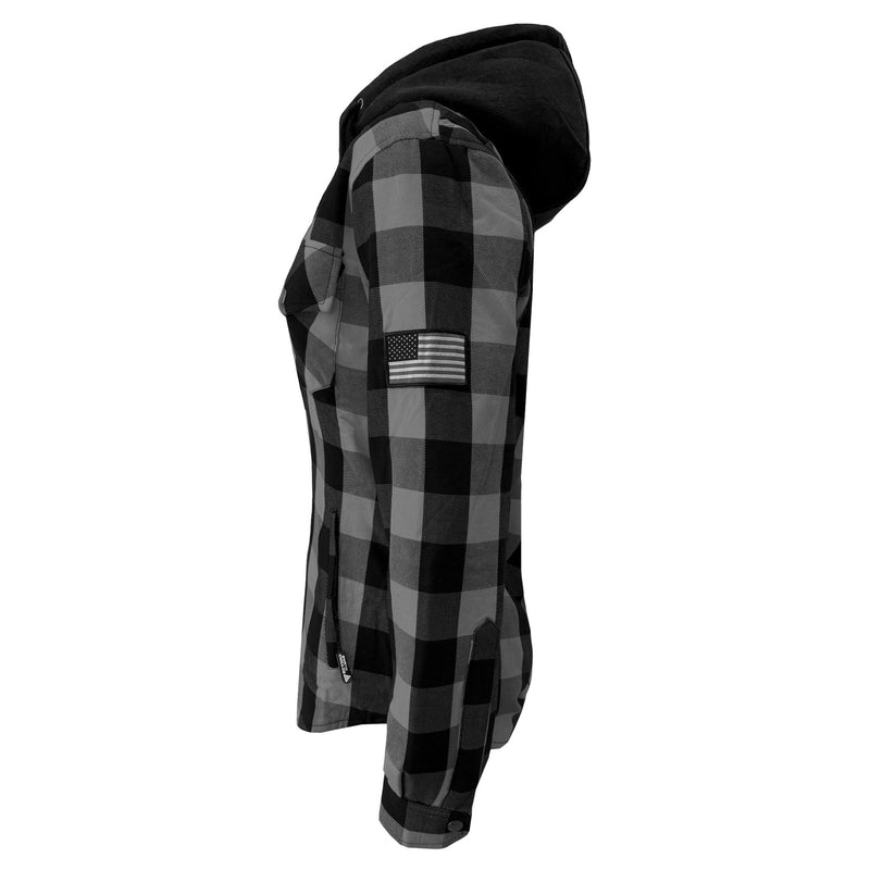 Load image into Gallery viewer, Protective Flannel Hoodie for Women - Gray and Black Checkered
